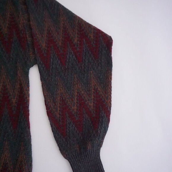 Vintage '80S Van Heusen Gray Maroon Chucky Biggie Cosby V-Neck Knit Sweater XLT - Picture 9 of 9